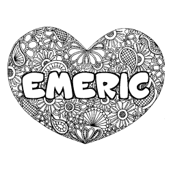 Coloración del nombre EMERIC - decorado mandala de corazón