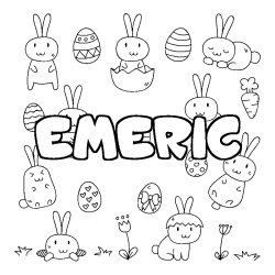 Coloración del nombre EMERIC - decorado Pascua