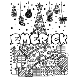 Coloración del nombre EMERICK - decorado árbol de Navidad y regalos