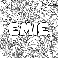 Coloración del nombre EMIE - decorado mandala de frutas