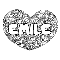 Dibujo para colorear EMILE - decorado mandala de coraz&oacute;n