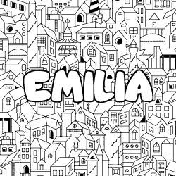 Coloración del nombre EMILIA - decorado ciudad