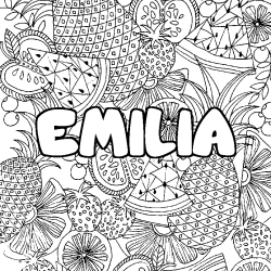 Coloración del nombre EMILIA - decorado mandala de frutas