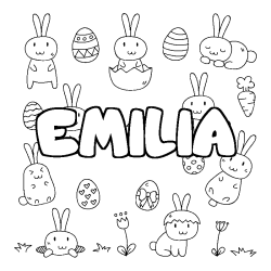 Coloración del nombre EMILIA - decorado Pascua