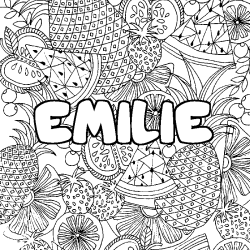 Coloración del nombre EMILIE - decorado mandala de frutas