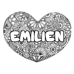 Dibujo para colorear EMILIEN - decorado mandala de coraz&oacute;n