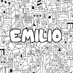 Dibujo para colorear EMILIO - decorado ciudad