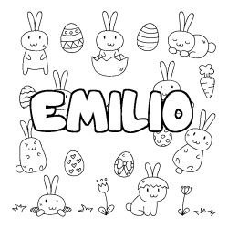 Coloración del nombre EMILIO - decorado Pascua