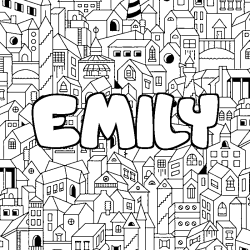 Coloración del nombre EMILY - decorado ciudad