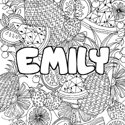 Coloración del nombre EMILY - decorado mandala de frutas