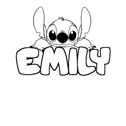 Coloración del nombre EMILY - decorado Stitch