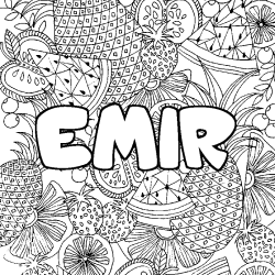 Coloración del nombre EMIR - decorado mandala de frutas