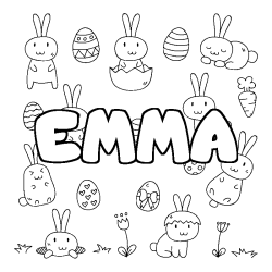 Coloración del nombre EMMA - decorado Pascua