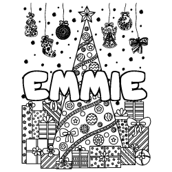 Coloración del nombre EMMIE - decorado árbol de Navidad y regalos