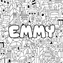 Coloración del nombre EMMY - decorado ciudad