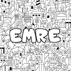 Coloración del nombre EMRE - decorado ciudad