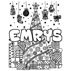 Coloración del nombre EMRYS - decorado árbol de Navidad y regalos