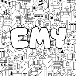 Coloración del nombre EMY - decorado ciudad