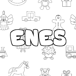 Coloración del nombre ENES - decorado juguetes