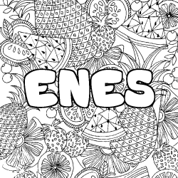 Coloración del nombre ENES - decorado mandala de frutas