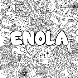 Coloración del nombre ENOLA - decorado mandala de frutas