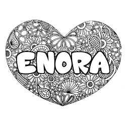 Coloración del nombre ENORA - decorado mandala de corazón