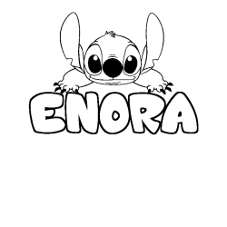 Coloración del nombre ENORA - decorado Stitch