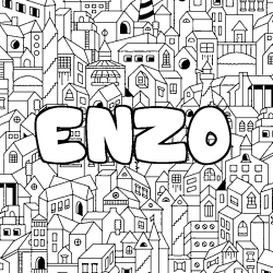 Dibujo para colorear ENZO - decorado ciudad