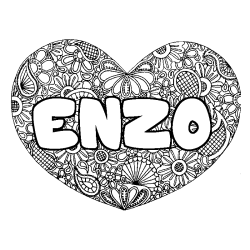 Dibujo para colorear ENZO - decorado mandala de coraz&oacute;n