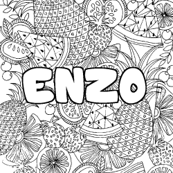 Dibujo para colorear ENZO - decorado mandala de frutas