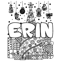 Coloración del nombre ERIN - decorado árbol de Navidad y regalos