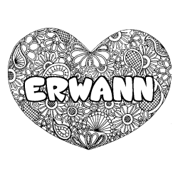 Dibujo para colorear ERWANN - decorado mandala de coraz&oacute;n