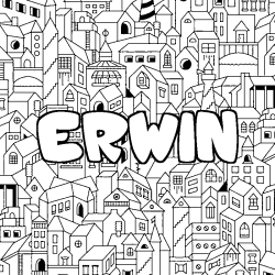 Coloración del nombre ERWIN - decorado ciudad