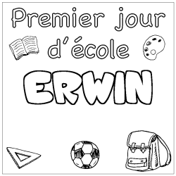 Dibujo para colorear ERWIN - decorado primer d&iacute;a de escuela