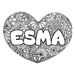 Coloración del nombre ESMA - decorado mandala de corazón