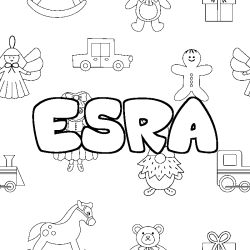 Coloración del nombre ESRA - decorado juguetes