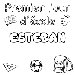 Dibujo para colorear ESTEBAN - decorado primer d&iacute;a de escuela