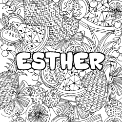 Coloración del nombre ESTHER - decorado mandala de frutas