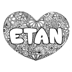 Coloración del nombre ETAN - decorado mandala de corazón