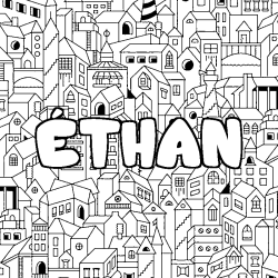 Coloración del nombre ÉTHAN - decorado ciudad