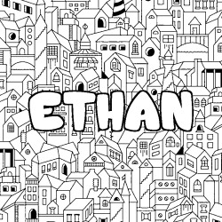 Coloración del nombre ETHAN - decorado ciudad