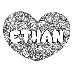 Dibujo para colorear ETHAN - decorado mandala de coraz&oacute;n