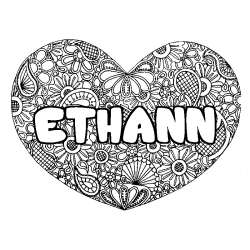 Dibujo para colorear ETHANN - decorado mandala de coraz&oacute;n