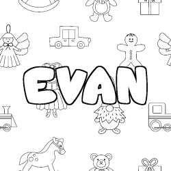 Dibujo para colorear EVAN - decorado juguetes