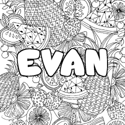 Dibujo para colorear EVAN - decorado mandala de frutas