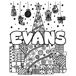 Coloración del nombre EVANS - decorado árbol de Navidad y regalos