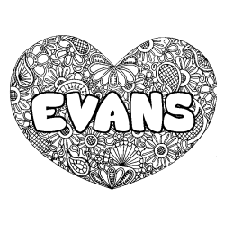 Dibujo para colorear EVANS - decorado mandala de coraz&oacute;n