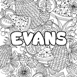 Coloración del nombre EVANS - decorado mandala de frutas