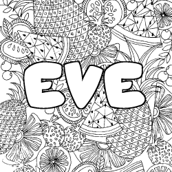 Coloración del nombre EVE - decorado mandala de frutas