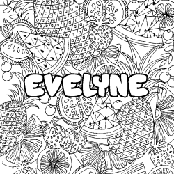 Coloración del nombre EVELYNE - decorado mandala de frutas